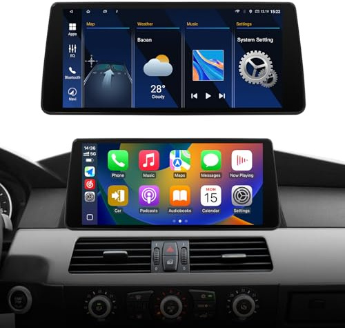Radio de Coche Android 14 de 10.33 Pulgadas para BMW Serie 5 E60/E61/E62 (2004-2008) con Sistema CCC Original, Compatible con CarPlay inalámbrico, Android Auto, Mirror Link, navegación y Wi-Fi.