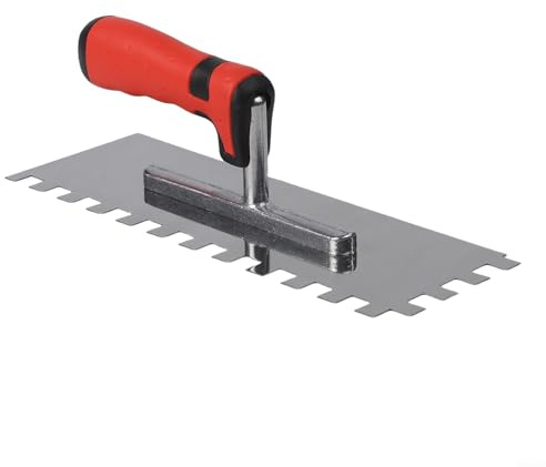 Truelle crantée carrée en acier inoxydable avec 3 tailles de dents 4 mm, 8 mm, 12 mm, poignée en caoutchouc pour mur et sol, polissage mural de diatomées, bricolage, constructeur (12 mm)