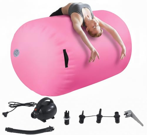 LSBIKE Aufblasbarer Air Roller 60/75/90 cm Air Barrel Luftrolle Gymnastikmatte mit Elektropumpe, Tumbling Mat für Rückwärtsüberschläge, Yoga & Wassergymnastik für Erwachsene & Kinder