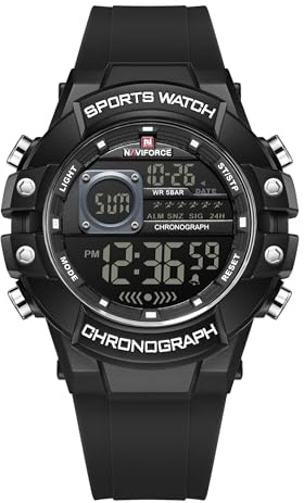 NAVIFORCE Reloj de pulsera digital para hombre, militar, impermeable, deportivo, cronógrafo, con alarma/retroiluminación LED