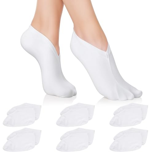 WJIAAA 6 Paar feuchtigkeitsspendende Socken über Nacht kosmetische feuchtigkeitsspendende Baumwollfeuchtigkeits-Socken(Weiß)