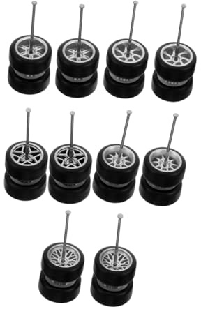 Hohopeti 1/64 Scale Alloy Diecast Model Wheels Tires Set for Toy Car Modification, Silver Rubber Five-spoke, Tree Fork, Ten-spoke, Seven-spoke, Six-spoke Wheel Pairs, Replacement Parts for Model Car