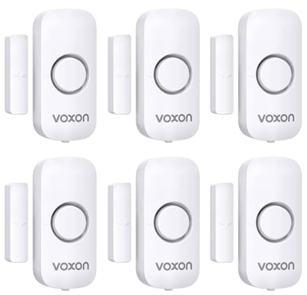 VOXON Türalarm Fensteralarm, Einbruchschutz Türalarmsensor, 2-in-1-Alarm und Türklingel, Drahtlose Home Security Alarmanlage für Haus, Hotel, Schwimmbad, Garage（6er-Pack）