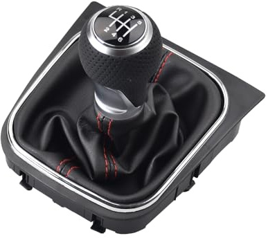 Malcayang Schaltknauf 6 Gang, Schalthebel für Volkswagen VW Golf 5 6 MK5 MK6 R32 GTD GTI 2004–2009 Scirocco Octavia, Schaltknauf + Schaltmanschette, Schwarz