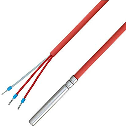 iOVEO 036HS01305 - Kabelfühler/Temperaturfühler/Solarfühler/Temperatursensor PT100 3-Leiter mit Silikon-Leitung bis 200°C, 5 Meter