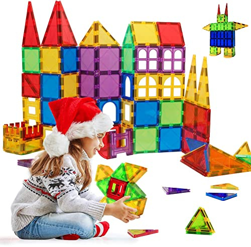 Magblock 70pcs Magnetic Building Blocks Kids Magnetic Tiles Creativity Educational construction Toys Building Blocks for Boys Girls baby toddler gift
