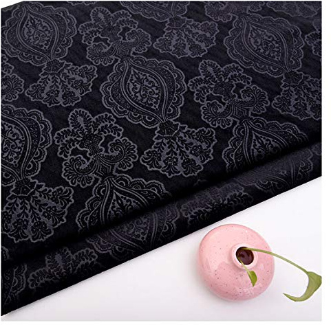Blumenmuster Samtstoff Meterware 145 Cm Breit Blumen Dekorativen Samtstoff Möbelstoff, Polsterstoff für Polsterung, DIY Handwerk, Vorhang, Wohnkultur(Color:Schwarz)