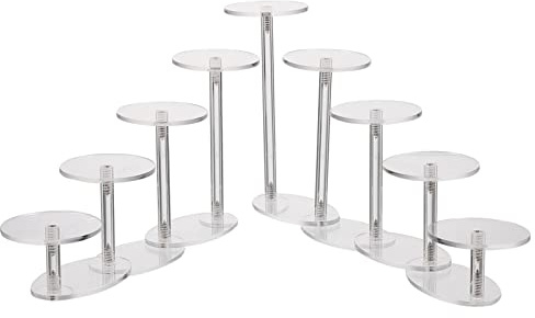 Cabilock Verformbarer Acryl‑ausstellungsständer mit 9 Ebenen, Transparent | Treppenförmiges Design, für Halsketten und Ringe, Stabil und Foto Requisite Nutzbar