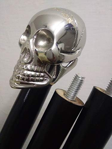Gehstock mit antikem Totenkopf-Motiv, Messinggriff, Vintage-Stil, als Geschenk