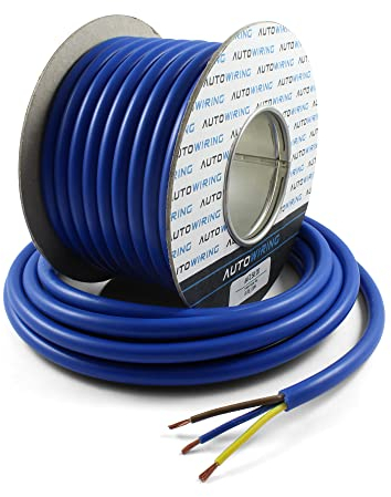 Autowiring Arctic Grade Blue Flex 3183A 2.5mm2 3 Core Outdoors Heavy Duty 25AMP 240V Mains PVC Cable Wire (5 Metre)