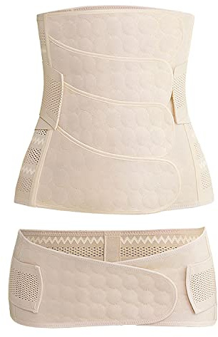 WANYIG 3 i 1 postpartumbälte för kvinnor ventilerande bäckenbälte/midjebälte/magbälte graviditetsbälte efter födseln reformeringsbälte kejsarsnitt postnatal magband (beige, XL)