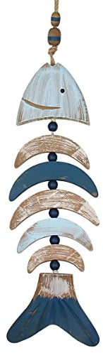Joayuezo Hölzerne Fisch Dekoration mit Schnur Hängedeko Hängedeko Maritim Meer Dekoration Fisch Ornament Strand Themed Wandkunst für Hauswand Decoration (B)