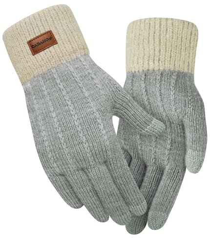 FORVEVO Thermal Winter Gloves Women, Touch Screen & Fingerless Gloves for Running Driving Cycling - Knitted, Soft Lining, One Size Fits All