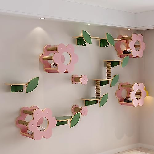IMIDIA Katzenwandparkour, Katze Wandelement, Katzen Kletterwand Set, Niedliches Katzen Kletterwand in Blumenform zum Schlafen, Spielen, Klettern und Faulenzen (Size : S2-15PCS)