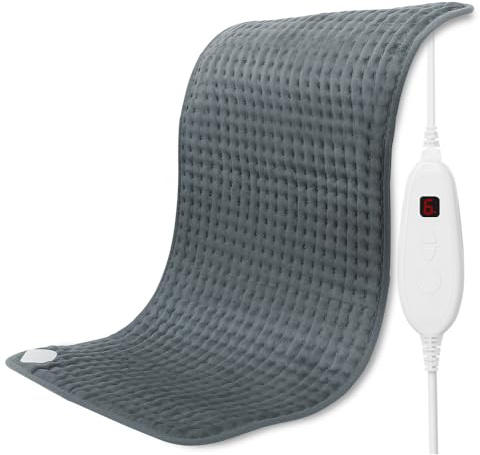 DAILYLIFE Heating Pad for Back Pain Relief, 17x33 Large Size Electric Heated Pad with Overheating Protection, 6 Heating Settings and UL Certified, Auto-Off and Machine Washable, Gray