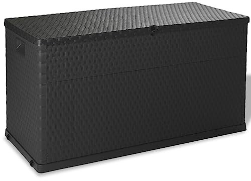 Homvdxl Deck Box 111 Gallon, Outdoor Aufbewahrungsbox für Terrassenkissen Kissen Pool Spielzeug Gartengeräte und Schlauchaufbewahrung, Wasserdichtes PP mit verschließbarem Deckel (Anthrazit)