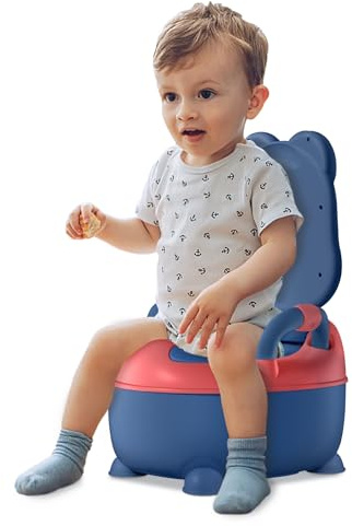 LILIIN Kinder Töpfchen Toilette, Baby Toilettensitz Toilettentrainer mit Griffe&PU-Kissen, Toiletten Topfstuhl Kindertoilette Baby Potty, für Kleinkinder, Blau, Typ B