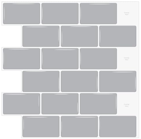 WoStick 10-Stück Fliesenaufkleber Küchenrückwand Fliesen Klebefliesen Fliesenfolie 3d Selbstklebende Küche Bad (30,5 x 30,5 cm)