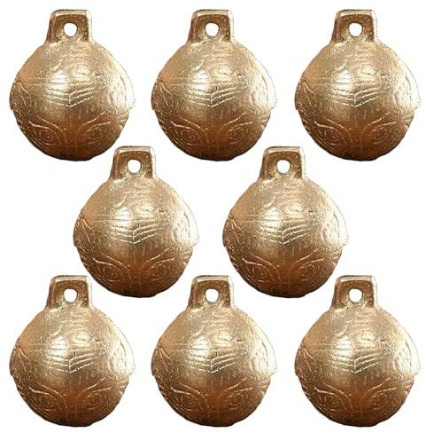 Mogdeker Glöckchen aus Messing, 3 cm, Vintage-Stil, Bronze, Antik-Kupferglocke, Messingglocke für Hund, Katze, Haustier, Heimdekoration, Urlaub, Weihnachtsdekoration und Bastelglocken, 8 Stück