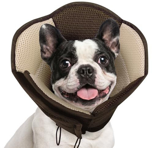 AOFITEE Halskrause Hund, Verstellbarer Weich Hundekragen Leckschutz Halskrause Hund Nach OP, Bequem Schutzkragen Hunde Atmungsaktiver Einstellbar Hundekragen Vorbeugung von Biss, Leckwunden (Braun,M)