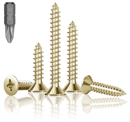 HXJDAM 170 tornillos autorroscantes para madera M4 x 40 mm, cabeza plana, tornillos para paneles de yeso, tornillos autorroscantes con cabeza avellanada para proyectos de bricolaje, reparación, (con