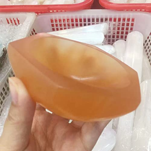 AUOQKQUT Espécimen Natural Tallado a Mano de Yeso selenita Forma de Cuenco Gema de Cristal decoración hogareña