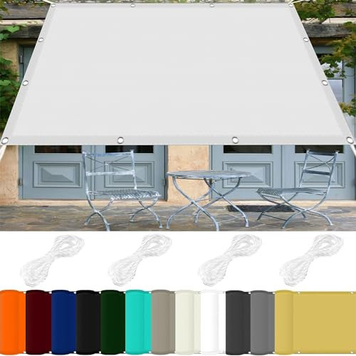 Tenda Vela Impermeabile Quadrata 4 x 6 m 98% Protezione UV Vela Ombreggiante Parasole con Occhielli per Esterno Giardino Terrazza, Bianco