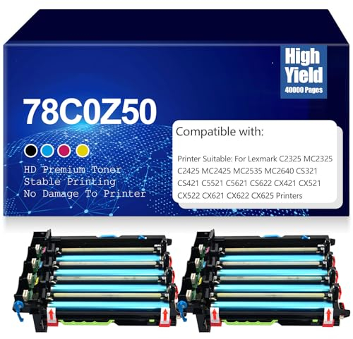 SXLXYOF Kompatible Bildeinheit 78C0Z50 für Lexmark C2325 MC2325 C2425 MC2425 MC2535 MC2640 CS321 CS421 C5521 C5621 CS622 CX421 CX521 CX522 CX621 CX622 CX625,2 Set-78C0Z50