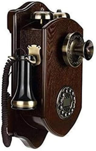 Tarjeta De Madera Inalámbrica Retro con Teléfono Fijo De Pared De Madera Retro Vintage con Cable,B