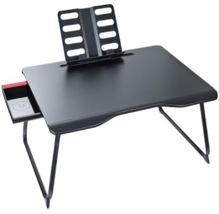 Schreibtisch fürs Bett, zusammenklappbarer Laptop-Tisch, kleiner Tisch, für Studentenwohnheime, Arbeitszimmer, Lesen, Essen, kleiner Tisch, Schreibtisch fürs Bett (Farbe: Schwarz, Größe: A) (ZA)