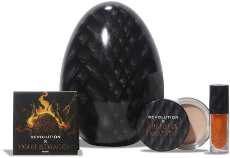 Revolution Beauty, House of Dragon x Revolution Dragon Glow Gift Set, Holiday Makeup Set with Eyeshadow Palette, Lip Oil & Highlighter Balm, Vegan & Cruelty-Free