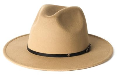 Zylioo XL-XXL Panama Hut aus Filz für Großen Kopf, Fedora Hut mit breiter Krempe Größe 61.5cm,Winter Trilby Jazz Hat