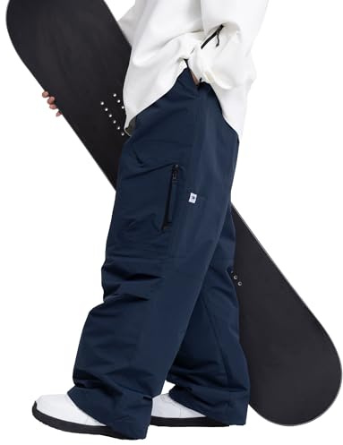 SNOWVERB Damen Herren Baggy Ski isolierte Hose, wasserdicht, Cargo-Schneehose, Snowboard, Outdoor-Wanderhose für Wintersport (Größe M, Marineblau)