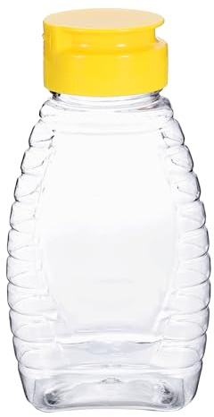 sourcing map Botellas de miel de plástico de 180 ml, dispensador de miel a prueba de fugas, recipientes de miel recargables con tapa abatible para almacenar y dispensar jarabe de salsa