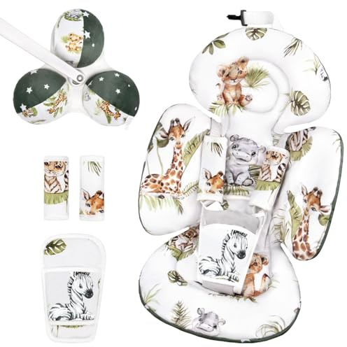 Sweetwavet Insert Compatible with 4moms Mamaroo Swing and Infant Car Seat, Includes 3 Replacement Toys, Reversible for Newborn, Swing, Stroller, Gorilla, Baby