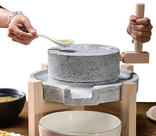 Stone Grain Mill,Wet Dry Cereal Grinder,Hand Grain Mill,Stone Mill Grinder,Home Kitchen Hand Grain Mill Stone Grinder,for Wheat Berry Rice Food,Bean Seed Spice Corn Rice Paste