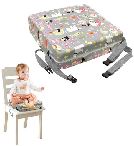 Bocguy 10cm Sitzerhöhung Stuhl Kind, Tragbare Kindersitzerhöhung mit 2 Sicherheitsschnallen, Rutschfeste, Eisbär-Thema