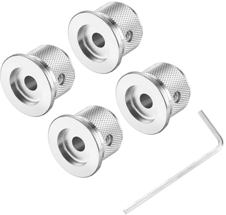 QUARKZMAN 4 Stück Gitarrenknöpfe Metall, Audio-Knopf Drehknopf 6mm x 25mm x 19.5mm Potentiometer Knöpfe mit Madenschraube für E-Gitarre Bass, Silber
