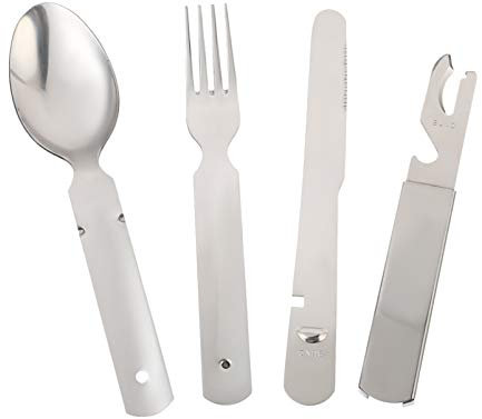 Happyyami 4stücke Teiliges Tragbares Camping-besteckset Aus Edelstahl Leicht Wiederverwendbar Für Picknick Wandern Outdoor Gebrauch