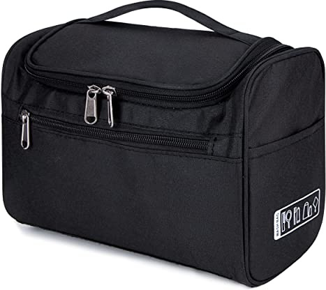 Trousse de Toilette pour Hommes et Femmes Imperméable Sac de Toilette Cosmétiques à Suspendre avec Crochet et Poignée pour Gymnastique Business Voyage et Vacance Noir