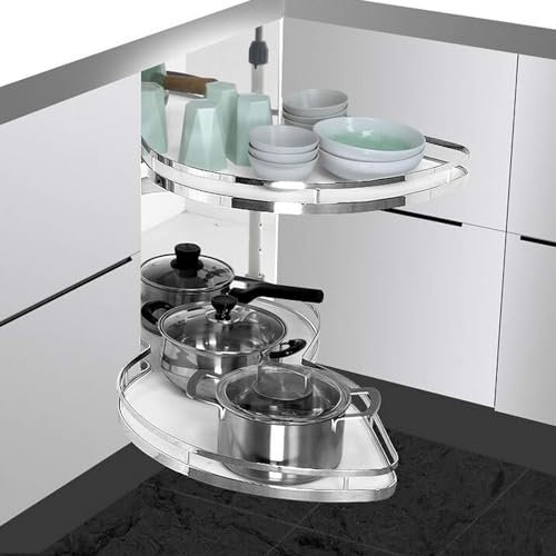 TWHZSAI Küchen-Organizer-Schrank, ausziehbarer Eckschrank, Karussell mit 2 Ebenen, für 36-Zoll/900-mm-Schränke, jedes Tablett schwingt unabhängig, Organizer-Ausziehregale für die Speisekammer (recht