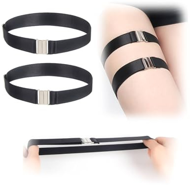 comeondear Liga Mujer Negra Ajustables Ligas talla única 2 Piezas Elastico Ligueros para Medias Antideslizante Liga de Novia Hot Gótica Ligueros Accesorios de Fiesta Cosplay(Negro,Talla única)