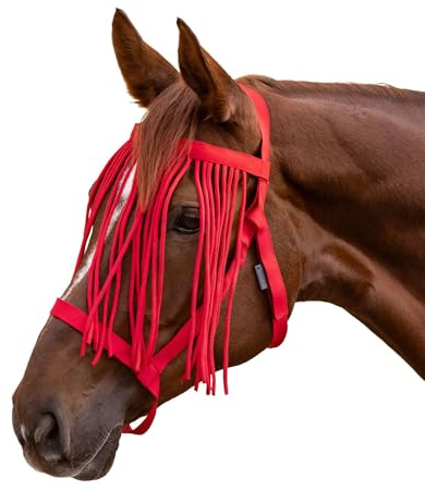 WALDHAUSEN Weidehalfter mit Fliegenfransen rot, Pony