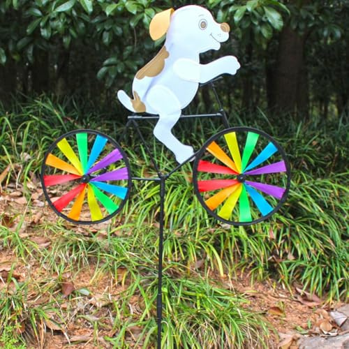 Décoration de vélo en forme d'animal - Moulin à vent coloré 2D en forme de chien, vache et tortue - Sculpture d'animal mignon - Moulin à vent pour décoration de cour, jardin, pelouse