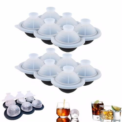 2 Stück Eiswürfelform Silikon, eiswürfelform mit Deckel & Trichter, 4.5cm Runde Eiskugelform, BPA-frei, Eisblock Bierkühler, ice cube tray für Whisky und Cocktails, Spülmaschinengeeignet