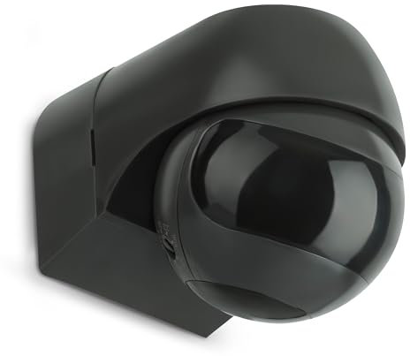 SEBSON Sensore Movimento Esterno IP44 - Montaggio a Superficie, Adatto a LED, programmabile, orientabile - Portata 12m/180°, 3m/360° (2 Sensore PIR)