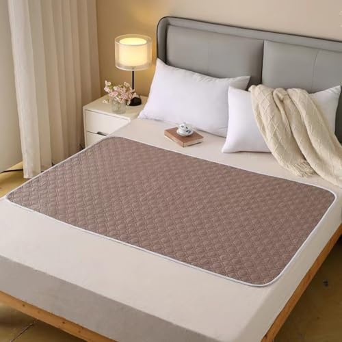 Hearda Traversa Assorbente Lavabile per Letto Anziani e Bambini - Coprimaterasso Impermeabile per Incontinenza Adulti - Traversine Morbide Riutilizzabili, Tinta Unita (Marrone chiaro,115x200cm)