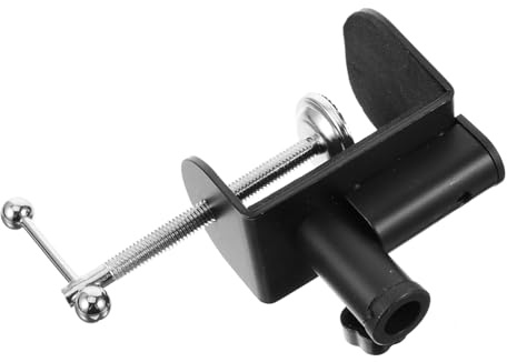 Tischstangenständer mit Klemmen und Mikrofonarm für Schreibtisch | Schreibtischklemme, C-klemme aus Metall und Kunststoff, Portable Montage, Schwarz, Stabile Stütze