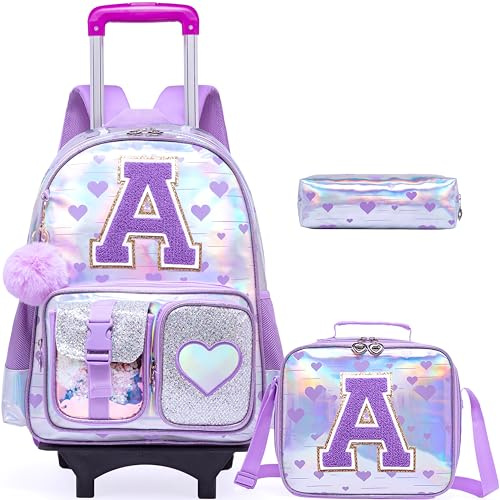 HTgroce Schulranzen mit Rollen Rucksack Trolley Kinderrucksack mit Rollen Schulrucksack Schultrolley