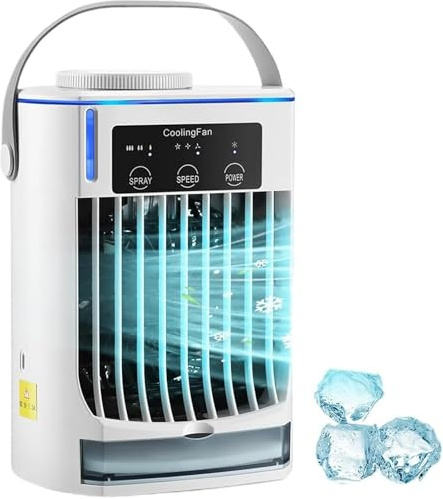 MEIION Tundra Freeze Neues und verbessertes Modell 2025 Tragbarer 3-in-1 Mini Verdunstungsluftkühler mit 3 Geschwindigkeiten, großem Wassertank für Schlafzimmer, Büro und unterwegs